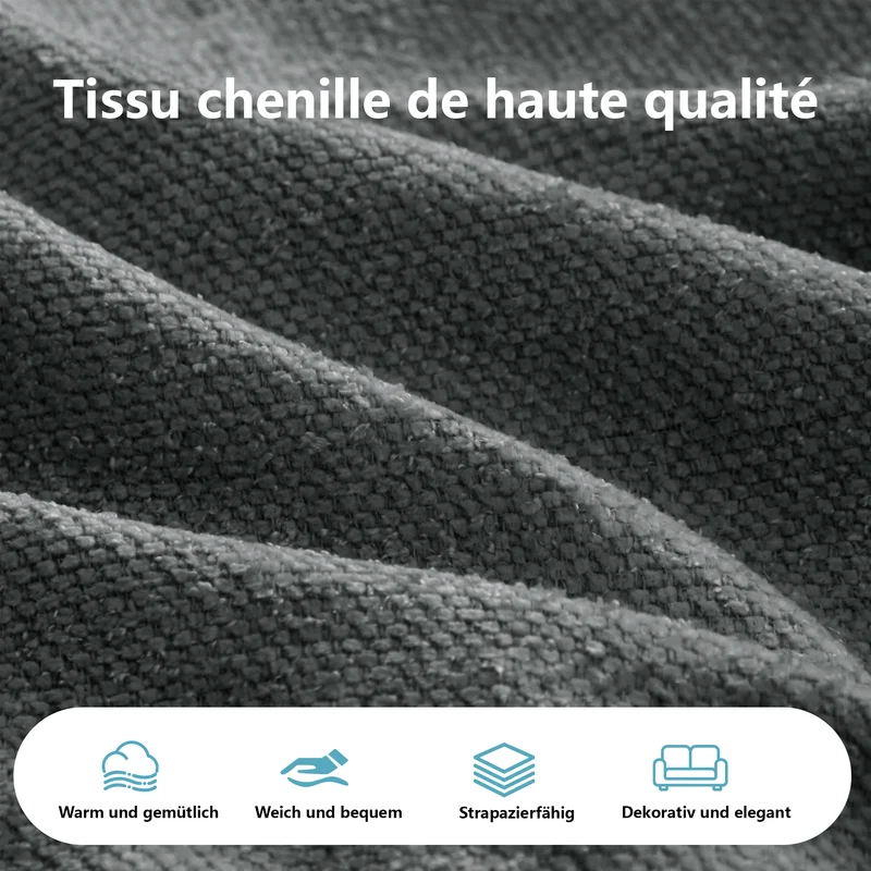 Canapé d'angle modulable tissu chenille gris sans cadre 252x164cm FLAREIQ