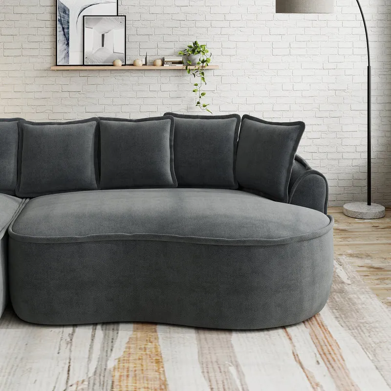 Canapé d'angle modulable tissu chenille gris sans cadre 252x164cm FLAREIQ
