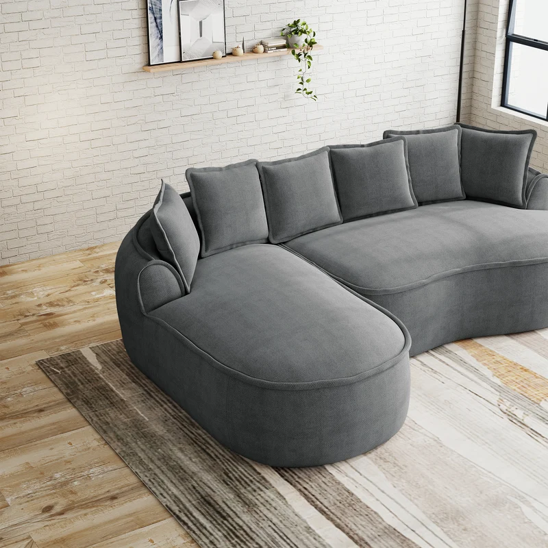 Canapé d'angle modulable tissu chenille gris sans cadre 252x164cm FLAREIQ