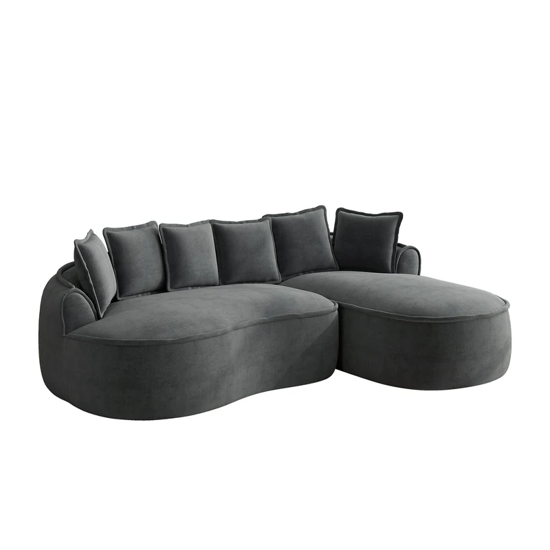 Canapé d'angle modulable tissu chenille gris sans cadre 252x164cm FLAREIQ
