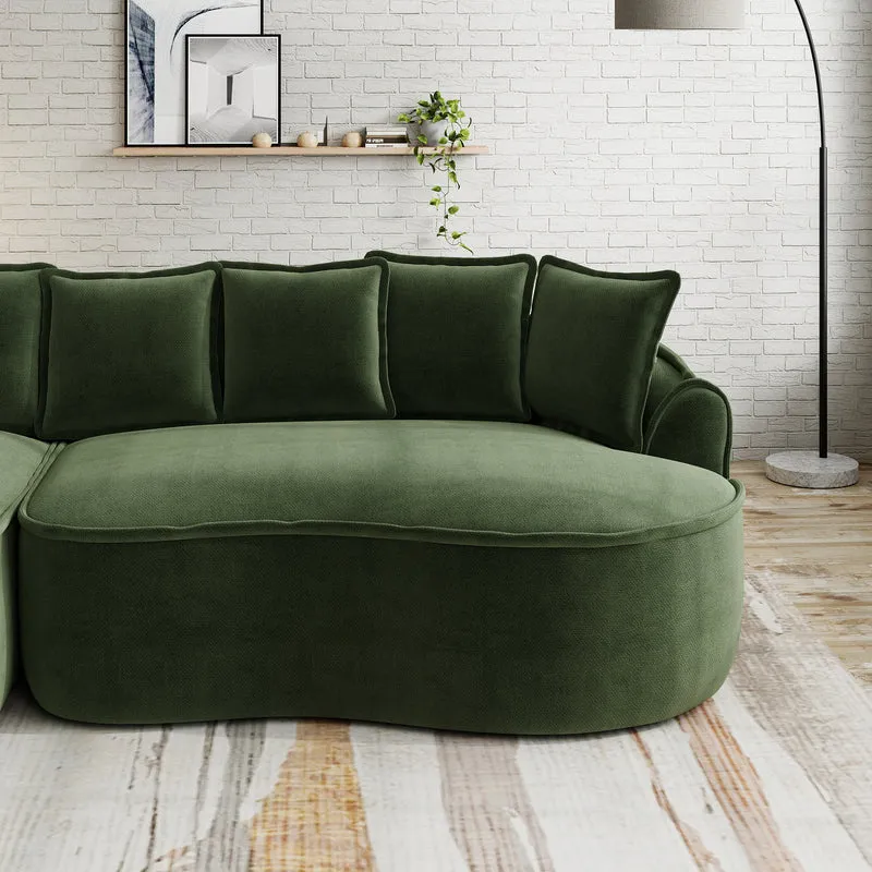 FLAREONN Canapé d'angle modulaire sans structure — Tissu chenille vert, 252 x 164 cm