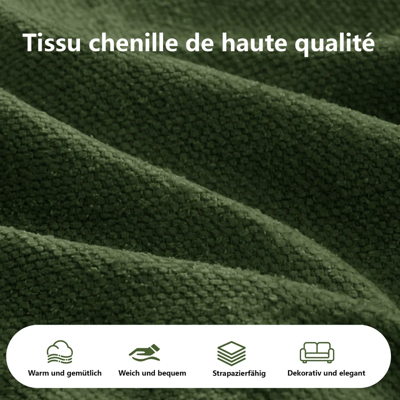 FLAREONN Canapé d'angle modulaire sans structure — Tissu chenille vert, 252 x 164 cm