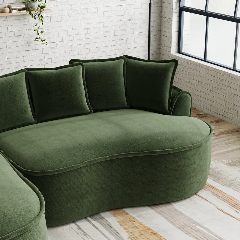 FLAREONN Canapé d'angle modulaire sans structure — Tissu chenille vert, 252 x 164 cm