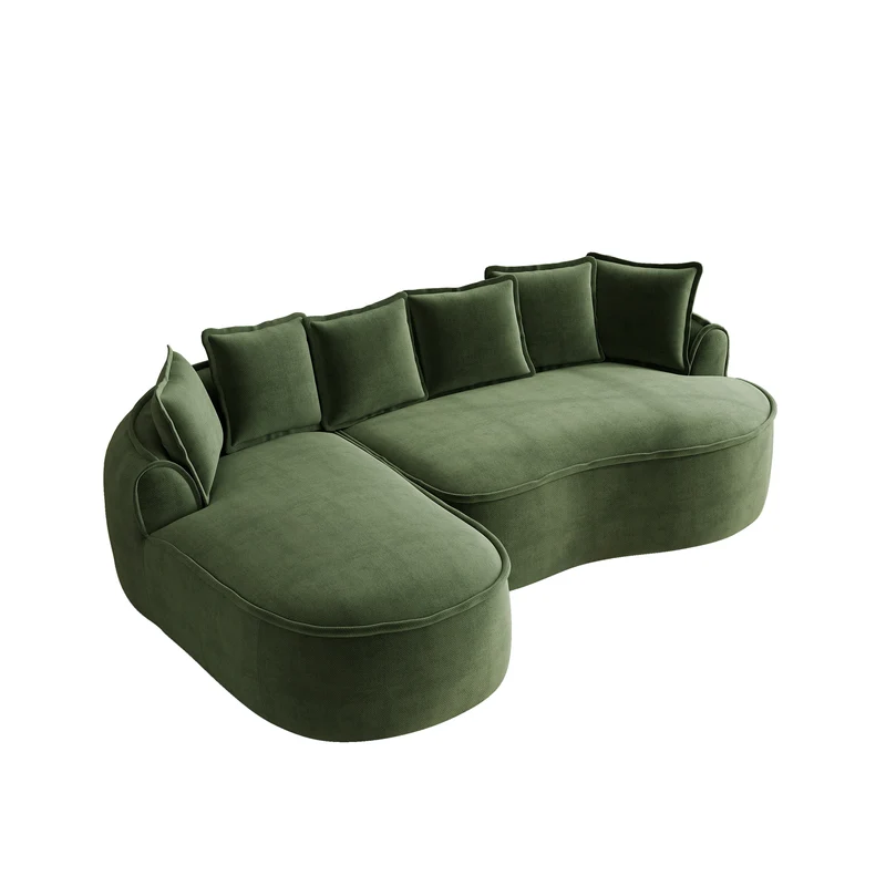 FLAREONN Canapé d'angle modulaire sans structure — Tissu chenille vert, 252 x 164 cm