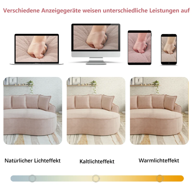 Canapé d'angle modulable tissu chenille rose sans cadre 252x164cm FLARERIFTZ