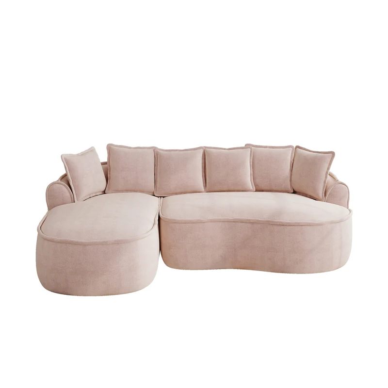 Canapé d'angle modulable tissu chenille rose sans cadre 252x164cm FLARERIFTZ