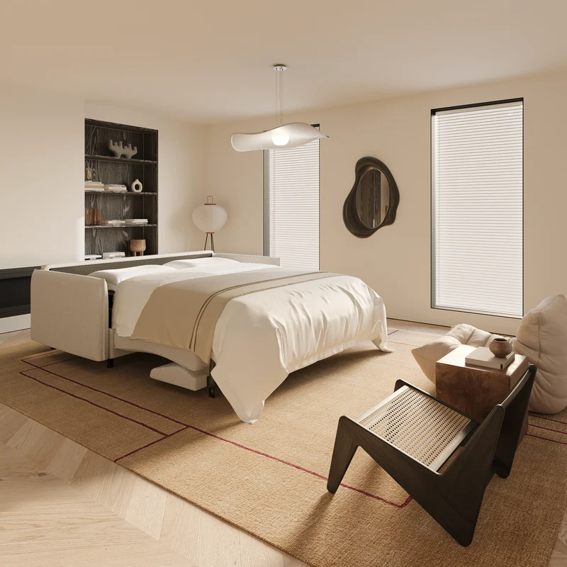 Canapé convertible express ISAKA Cuir - Matelas Dunlopillo 140cm