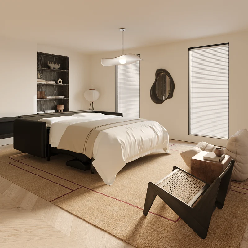 Canapé convertible express ISAKA Cuir - Matelas Dunlopillo 140cm