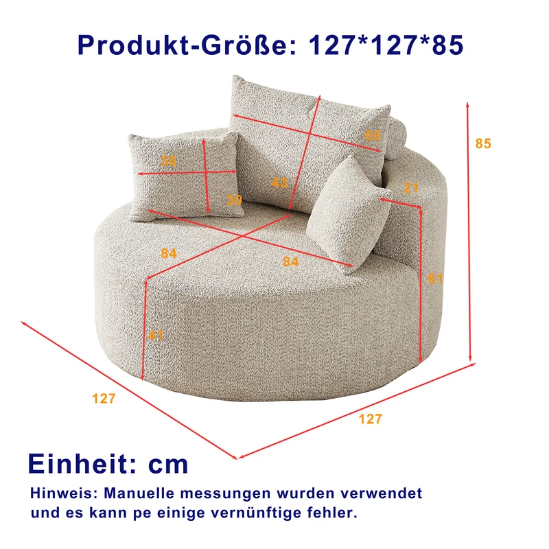 Fauteuil individuel en mousse chenille beige 2 coussins, sans montage VERTEXZORVAKYN