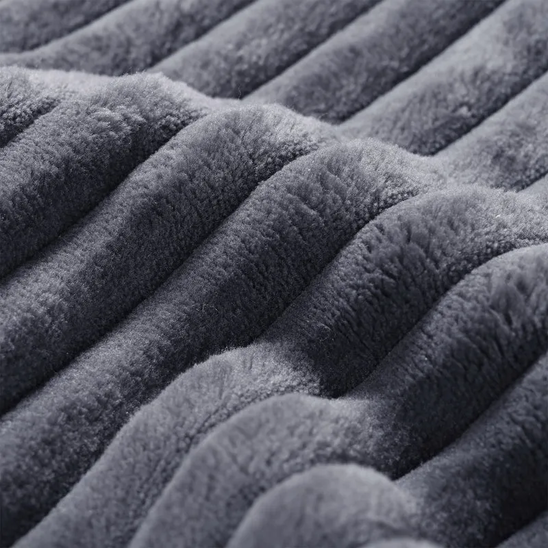 Canapé d'angle velours côtelé gris avec méridienne sans montage 261x146x65cm VERTEXKAELISYNATH