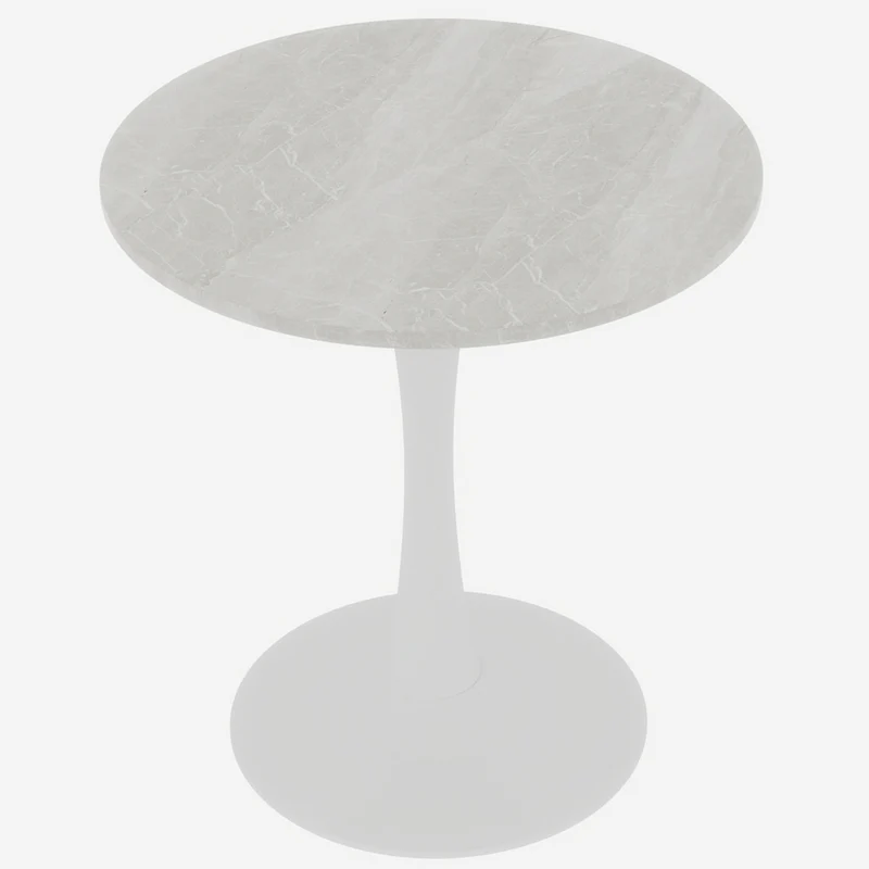 Table de salle à manger ronde effet marbre blanc 2-4 personnes, 70 cm VERTEXSYLTHYN