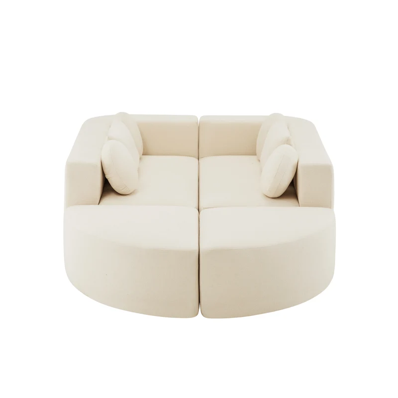 Canapé panoramique modulable avec fonction lit, chenille beige, sans montage 292x165x68 cm FLAREZORA