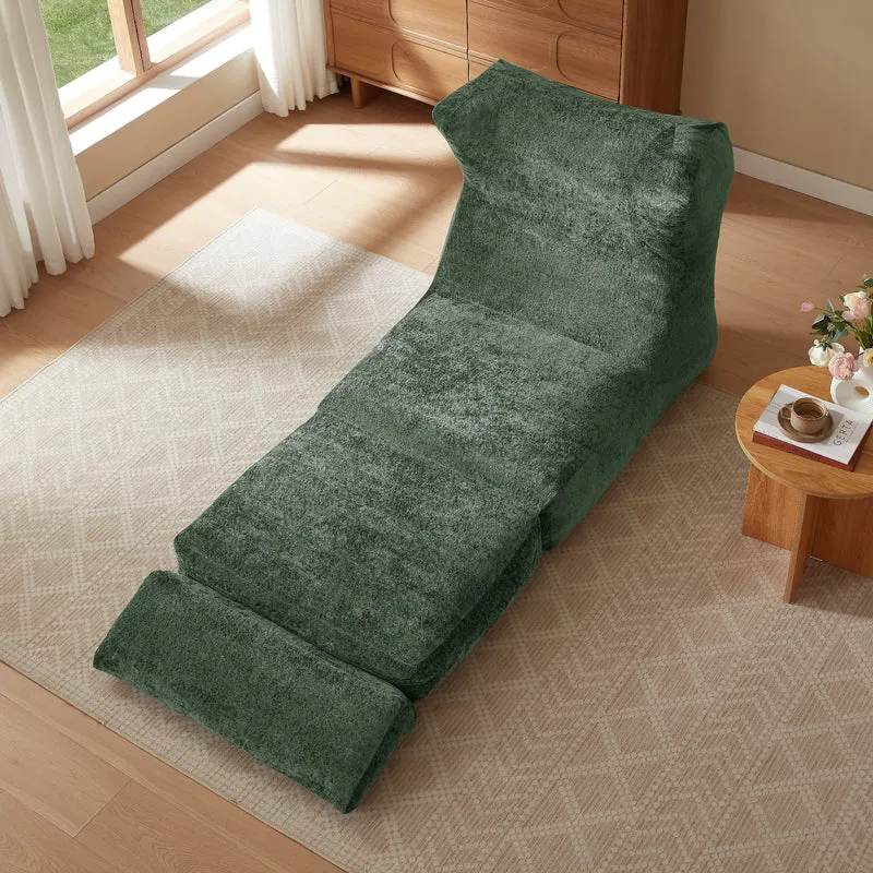 Fauteuil convertible en chenille vert 90x118x86cm NEXUSZORA