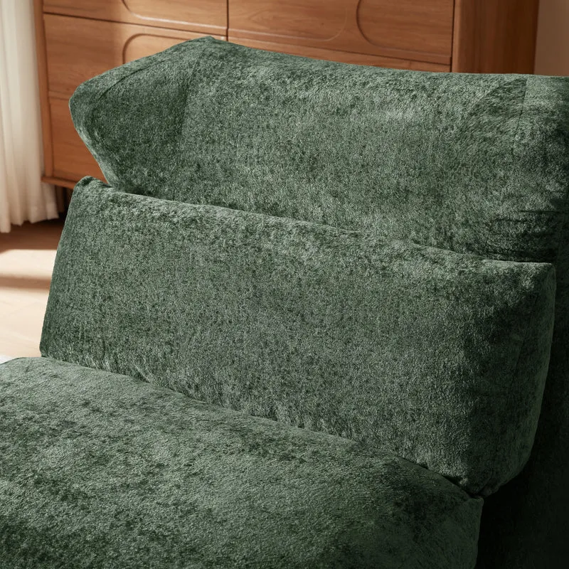 Fauteuil convertible en chenille vert 90x118x86cm NEXUSZORA