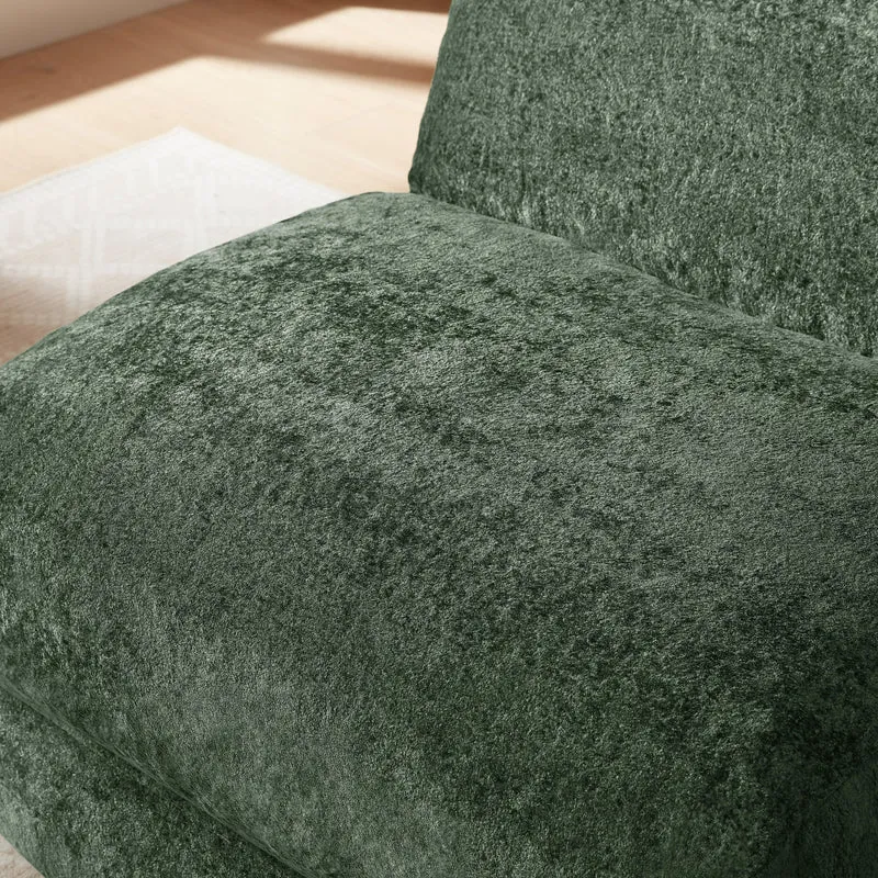 Fauteuil convertible en chenille vert 90x118x86cm NEXUSZORA