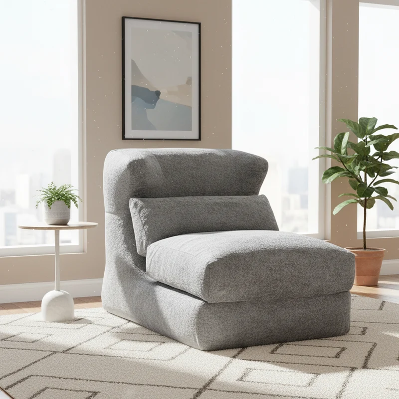 Fauteuil convertible en chenille gris 90x118x86cm NEXUSONYX