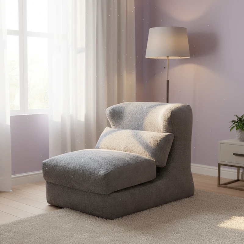 Fauteuil convertible en chenille gris 90x118x86cm NEXUSONYX