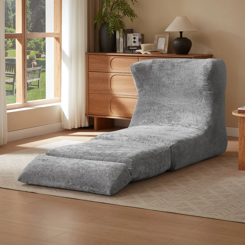 Fauteuil convertible en chenille gris 90x118x86cm NEXUSONYX
