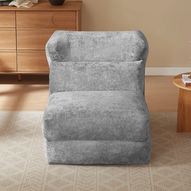 Fauteuil convertible en chenille gris 90x118x86cm NEXUSONYX