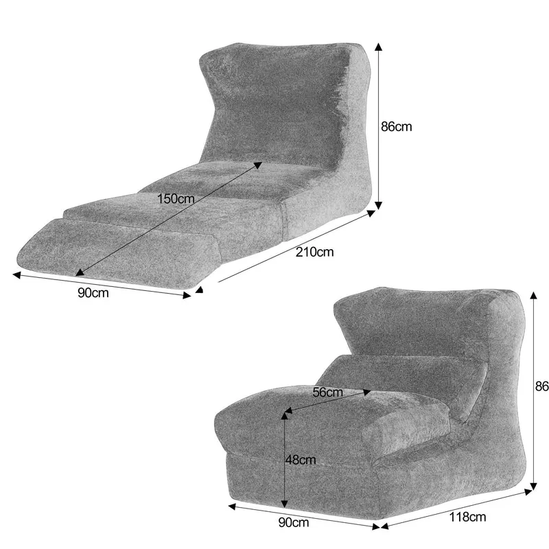 Fauteuil convertible en chenille gris 90x118x86cm NEXUSONYX