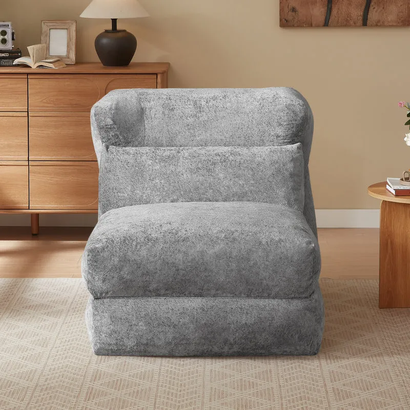 Fauteuil convertible en chenille gris 90x118x86cm NEXUSONYX