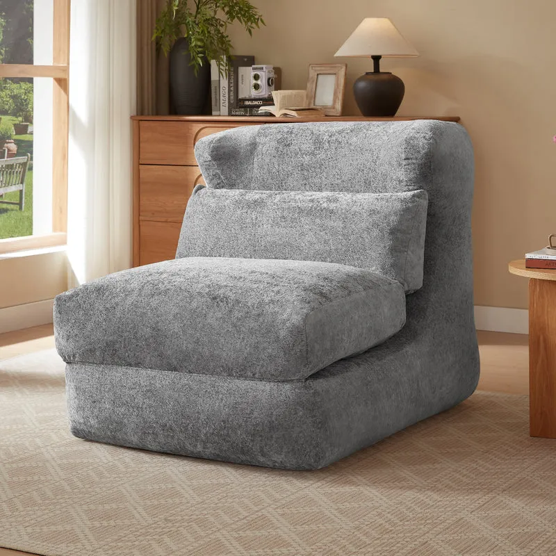 Fauteuil convertible en chenille gris 90x118x86cm NEXUSONYX