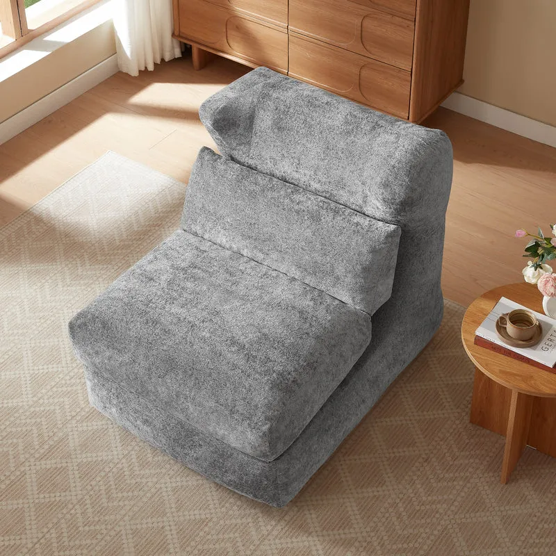 Fauteuil convertible en chenille gris 90x118x86cm NEXUSONYX