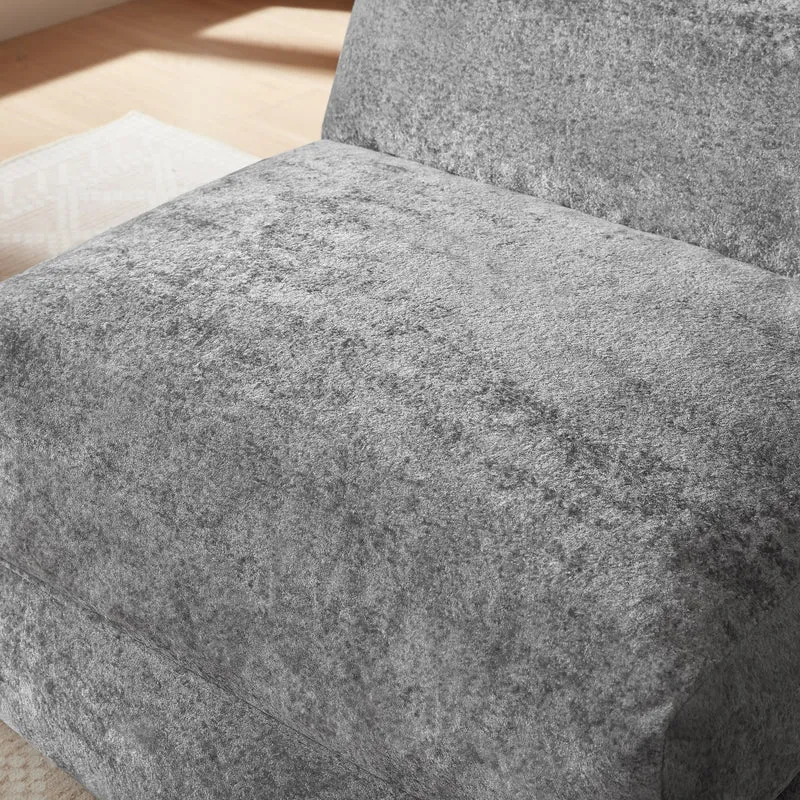 Fauteuil convertible en chenille gris 90x118x86cm NEXUSONYX