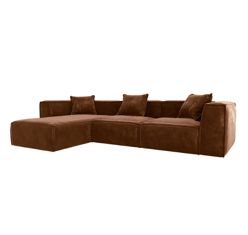Canapé grand angle gauche ROLF Tissu effet cuir vintage