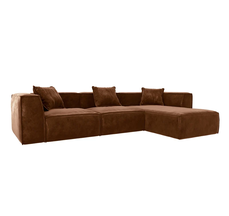 Canapé grand angle droit ROLF Tissu effet cuir vintage