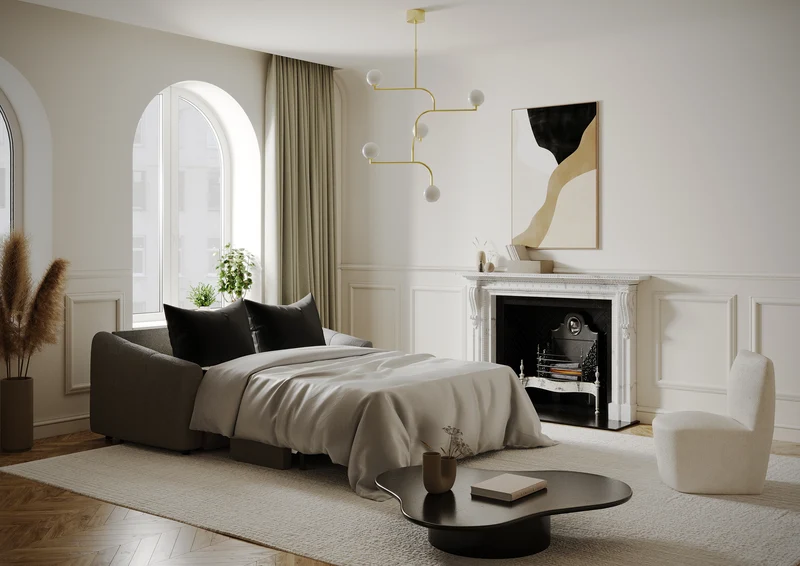 Canapé convertible express NORA Bouclette - Matelas Dunlopillo 160cm