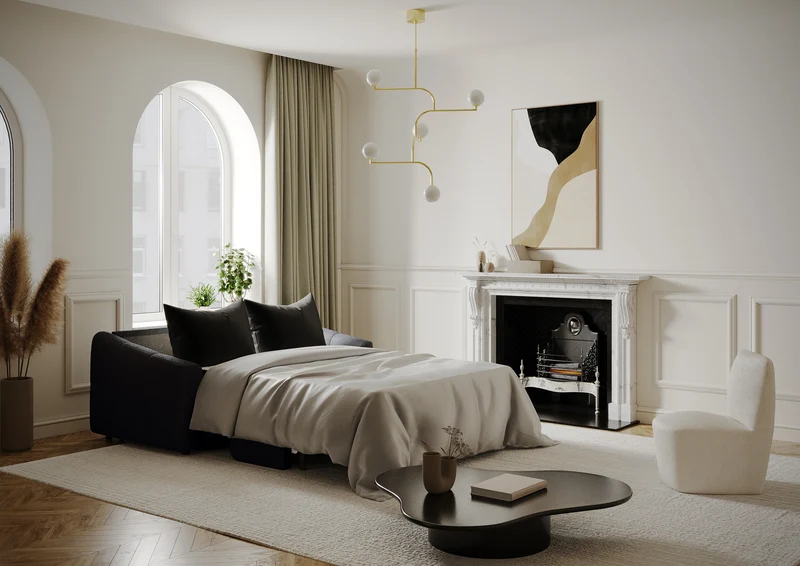 Canapé convertible express NORA Bouclette - Matelas Dunlopillo 160cm