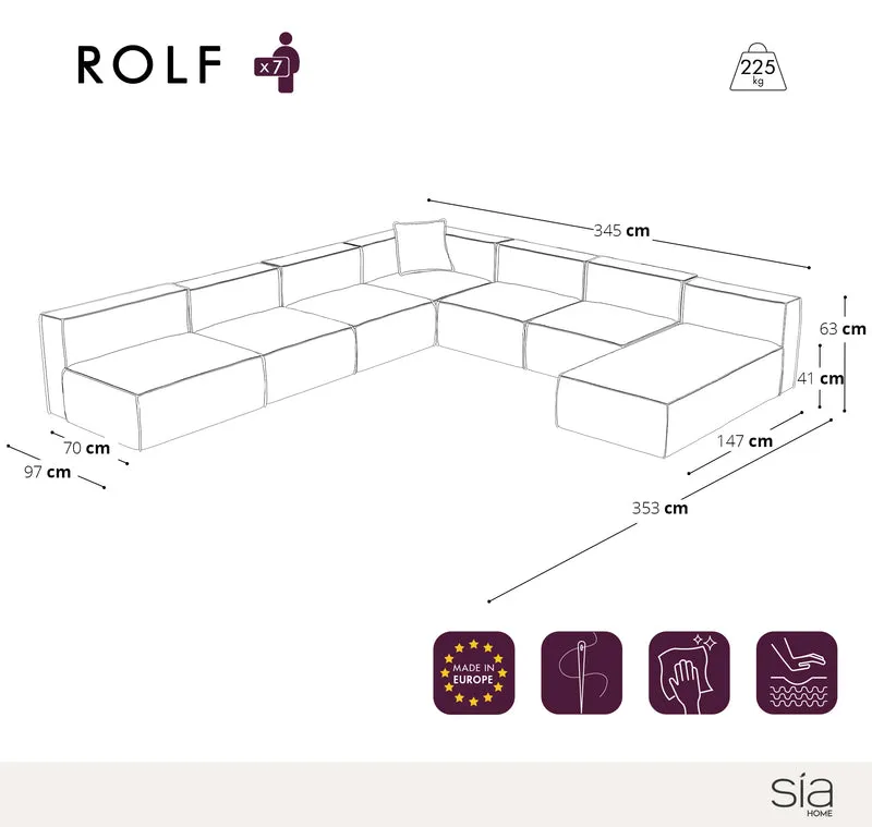 Canapé panoramique modulable XXL ROLF Tissu effet cuir vintage