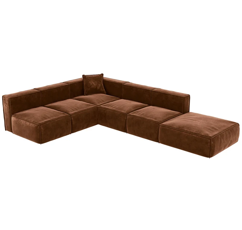Canapé modulable XL ROLF Tissu effet cuir vintage