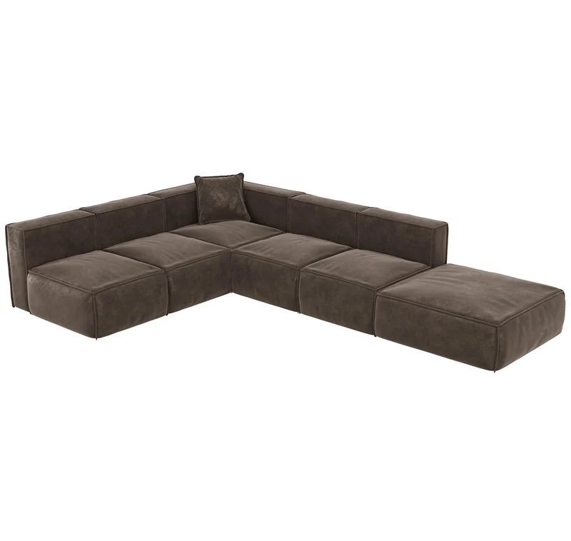 Canapé modulable XL ROLF Tissu effet cuir vintage