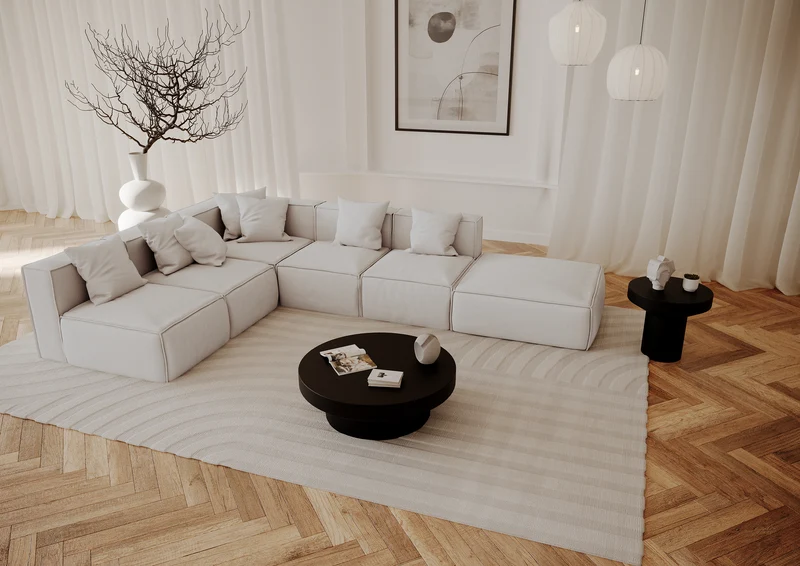 Canapé modulable XL ROLF Tissu tramé