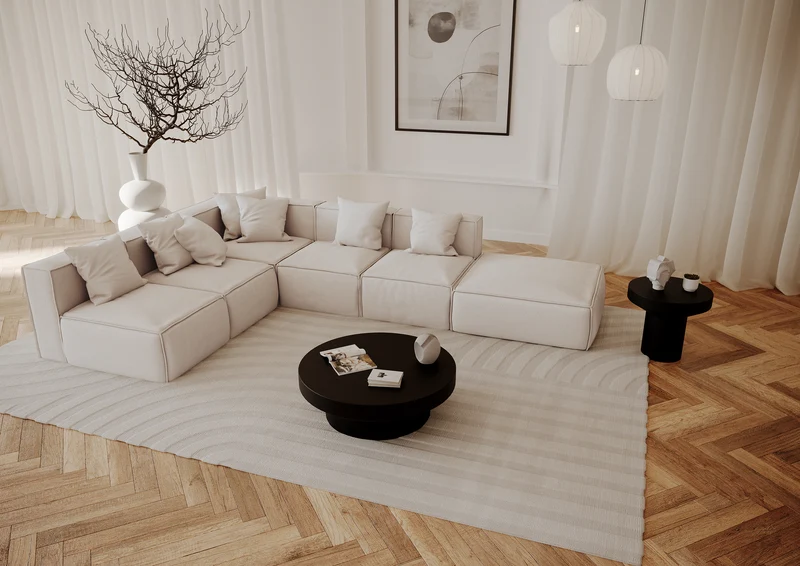 Canapé modulable XL ROLF Tissu tramé