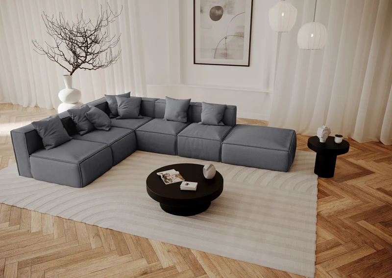 Canapé modulable XL ROLF Tissu tramé