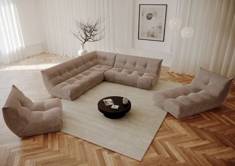 Canapé panoramique modulable XXL COZY Velours