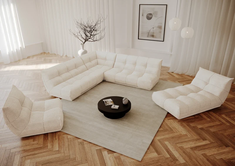 Canapé panoramique modulable XXL COZY Bouclette