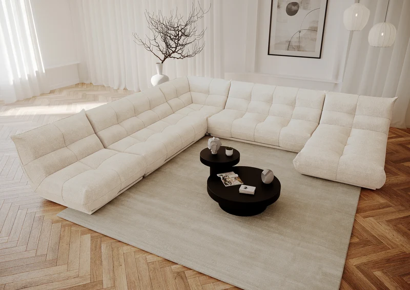 Canapé panoramique modulable XXL COZY Bouclette