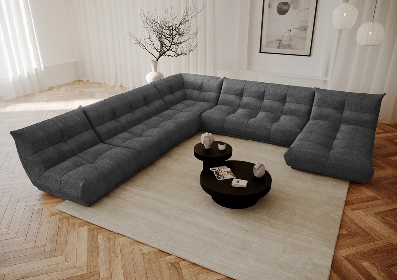 Canapé panoramique modulable XXL COZY Bouclette