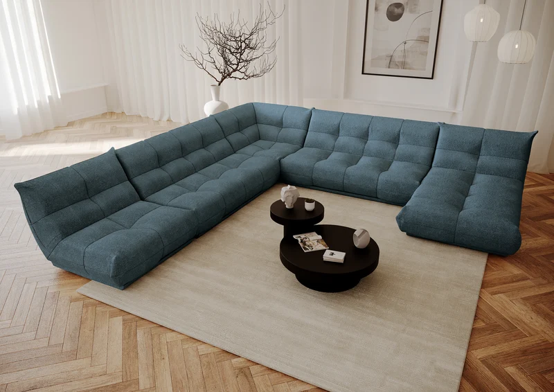 Canapé panoramique modulable XXL COZY Bouclette