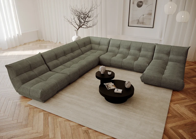 Canapé panoramique modulable XXL COZY Bouclette