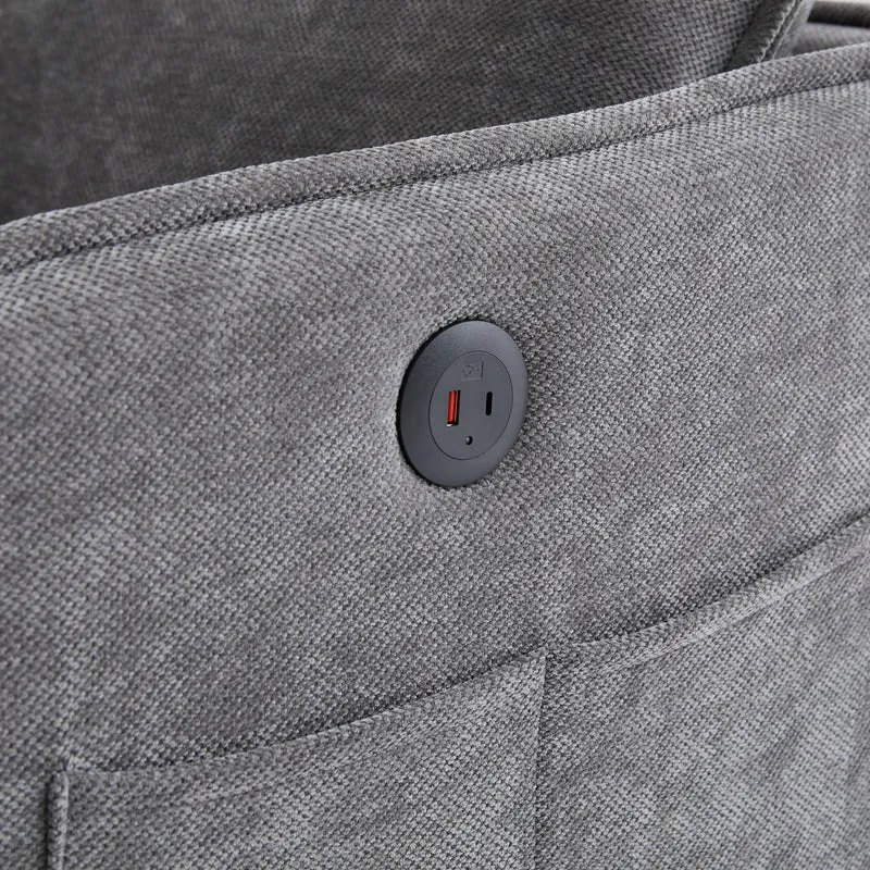 Canapé 2 places en tissu chenille gris avec support téléphone réglable 127x69x66cm INFINITEONYX
