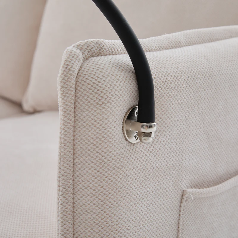 Canapé 2 places en tissu chenille beige avec support téléphone réglable 127x69x66cm INFINITEVORN