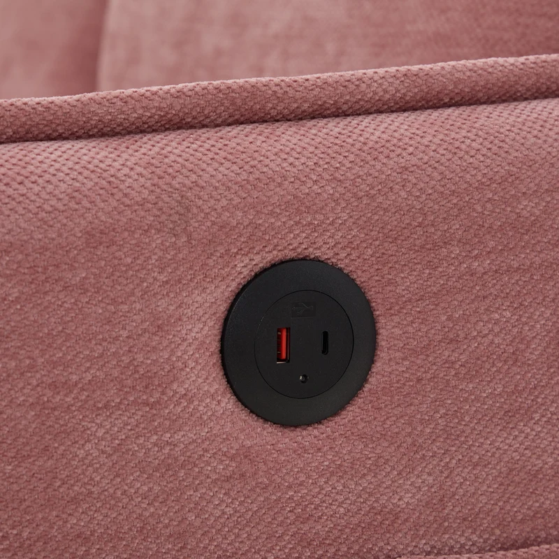 Canapé 2 places en tissu chenille rose avec support téléphone réglable 127x69x66cm INFINITEZORA