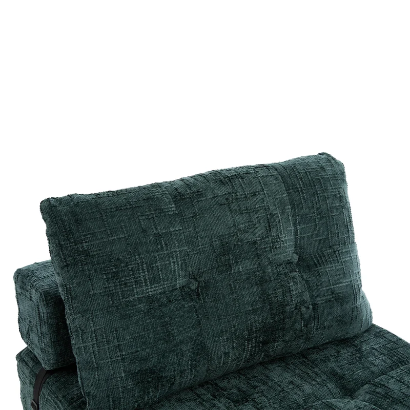Fauteuil lit pliable vert en chenille avec coussins 79x79x57cm INFINITELOTH
