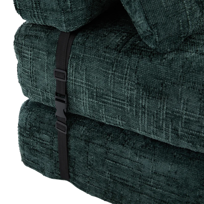 Fauteuil lit pliable vert en chenille avec coussins 79x79x57cm INFINITELOTH