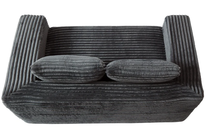 Canapé 2 places sans montage, tissu côtelé gris 160 x 88 x 58 cm INFINITEREX